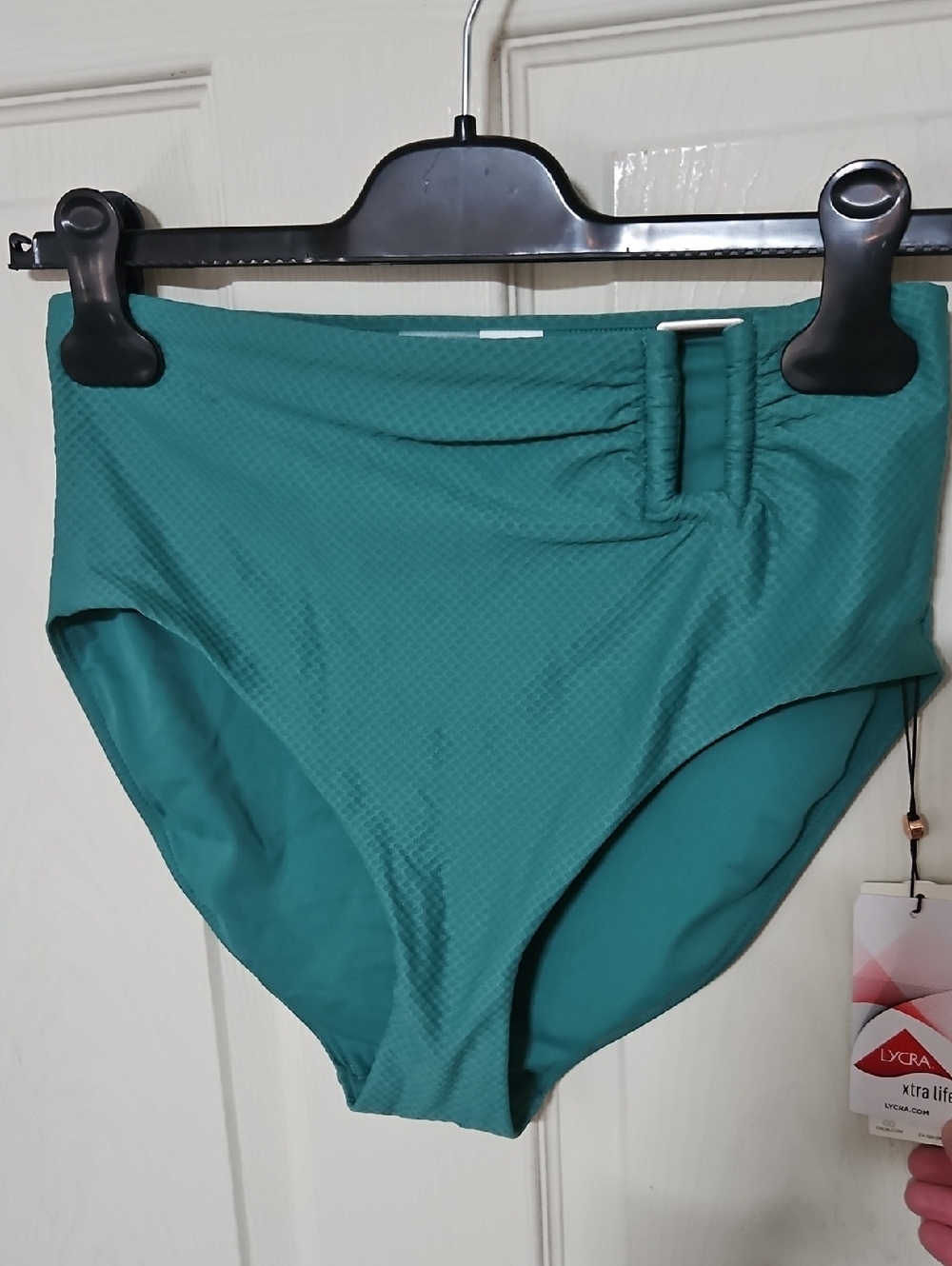 CALIA Women's Asymmetrical Rectangle Trim Swim Bottoms: JUNGLE GREEN: NWT: SZ L